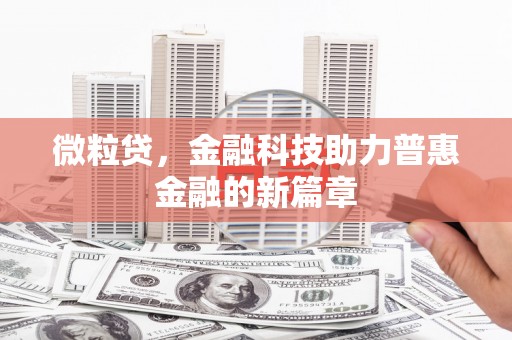 埔里微粒贷，金融科技助力普惠金融的新篇章