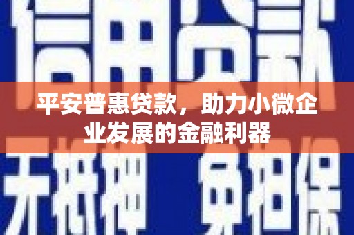 埔里平安普惠贷款，助力小微企业发展的金融利器