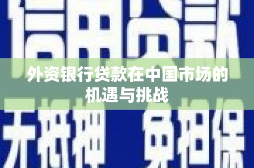 埔里外资银行贷款在中国市场的机遇与挑战