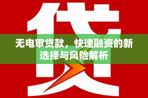 埔里无电审贷款，快速融资的新选择与风险解析