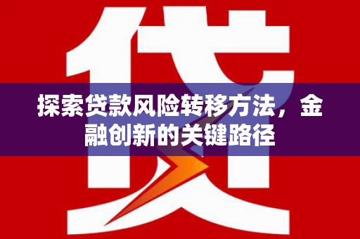 埔里探索贷款风险转移方法，金融创新的关键路径