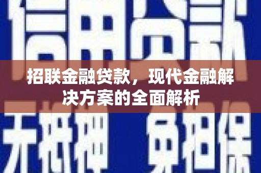 埔里招联金融贷款，现代金融解决方案的全面解析