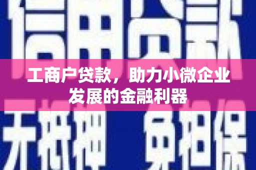 埔里工商户贷款，助力小微企业发展的金融利器