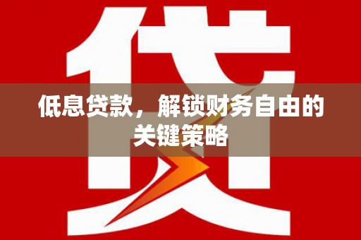 埔里低息贷款，解锁财务自由的关键策略