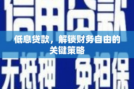 埔里低息贷款，解锁财务自由的关键策略