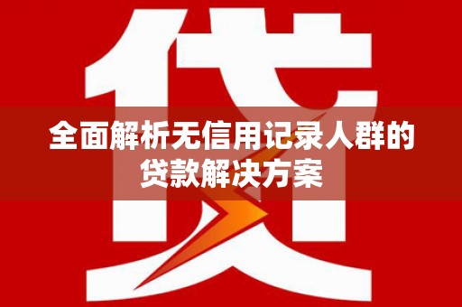 埔里全面解析无信用记录人群的贷款解决方案